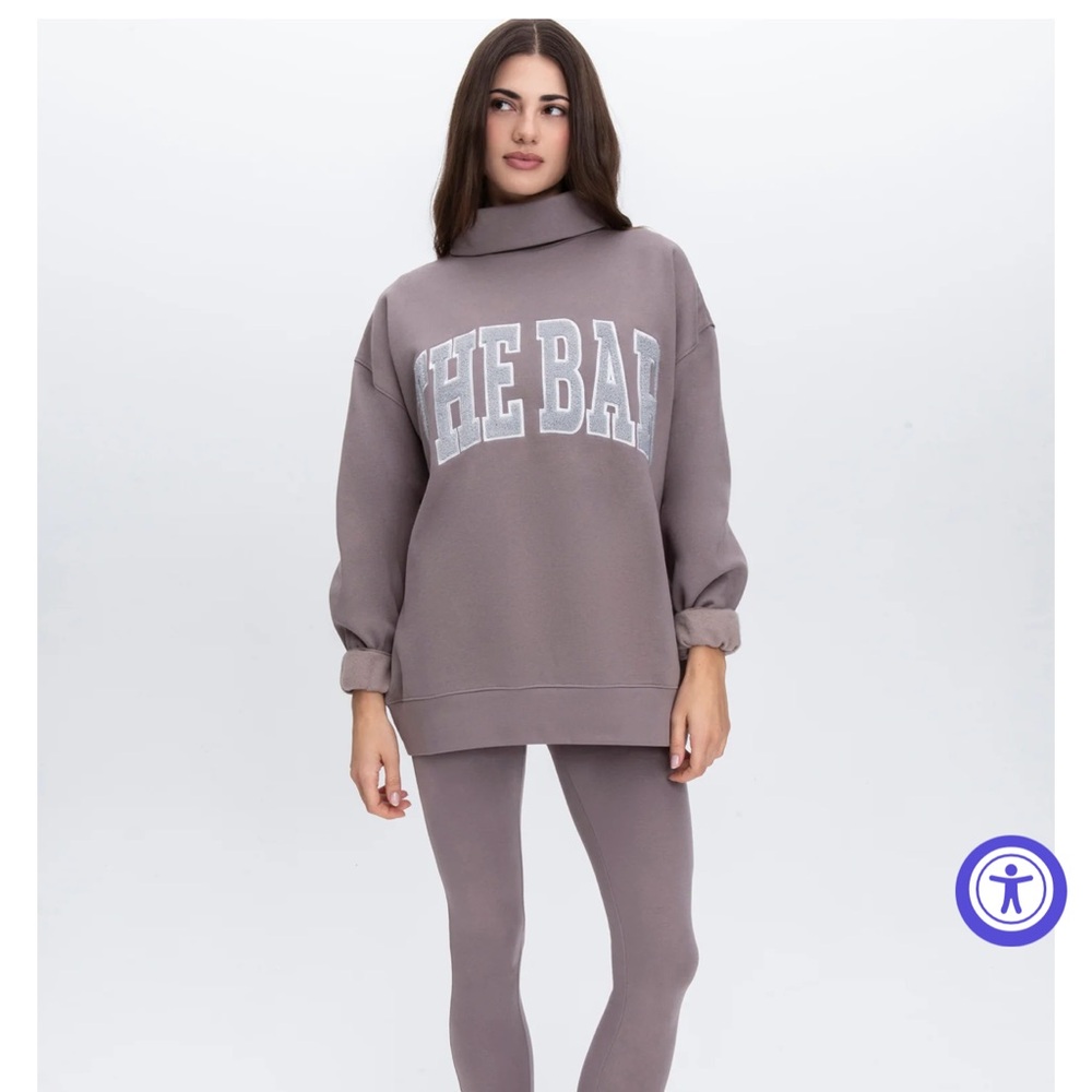 THE BAR TEDDY/SHERPA ARLO HIGHEST NECK SWEATSHIRT CINDER/GREY SIZE XS/S SOLDOUT